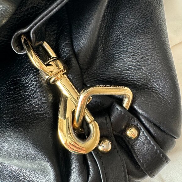 Auth Rebecca Minkoff "Old School" Black Leather Nikki Hobo w/ Blue Zipper - Picture 7 of 10